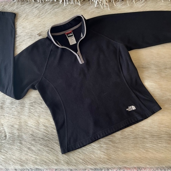 THE NORTH FACE Black 1/2 Zip Pullover TKA 100 Long Sleeve Fleece Layer S - Picture 1 of 10